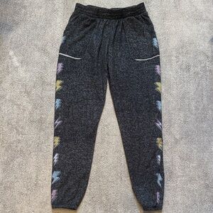 Terez Joggers in Black with Multicolor Lightning Bolts